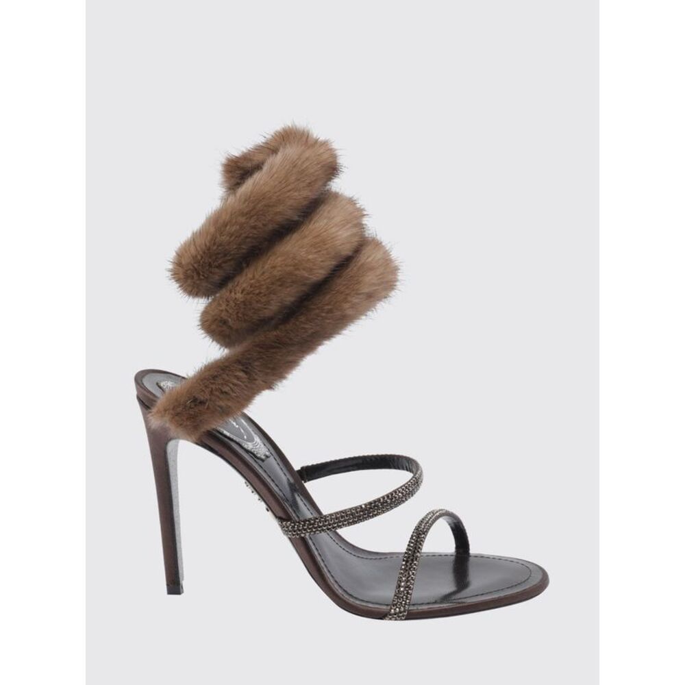 Rene Caovilla Lindsey Satin Sandals With Crystals And Stiletto Heel - Picture 1 of 3